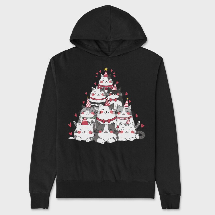 Cat Party Pile, Hanorac Oversize Barbati (Unisex)