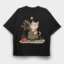 Cat Snow Tale Christmas, Tricou Oversize Barbati (Unisex)