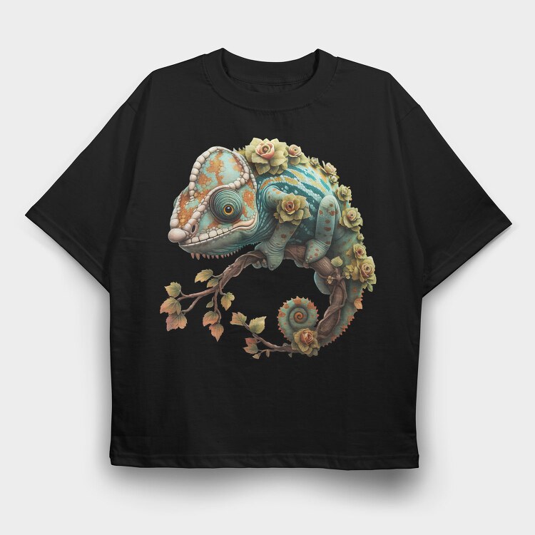 Chameleon Flower Crown, Tricou Oversize Barbati (Unisex)