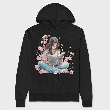 Cherry Reading Flower, Hanorac Oversize Barbati (Unisex)