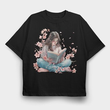 Cherry Reading Flower, Tricou Oversize Barbati (Unisex)