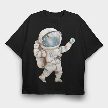 Child Astronaut Jump, Tricou Oversize Barbati (Unisex)