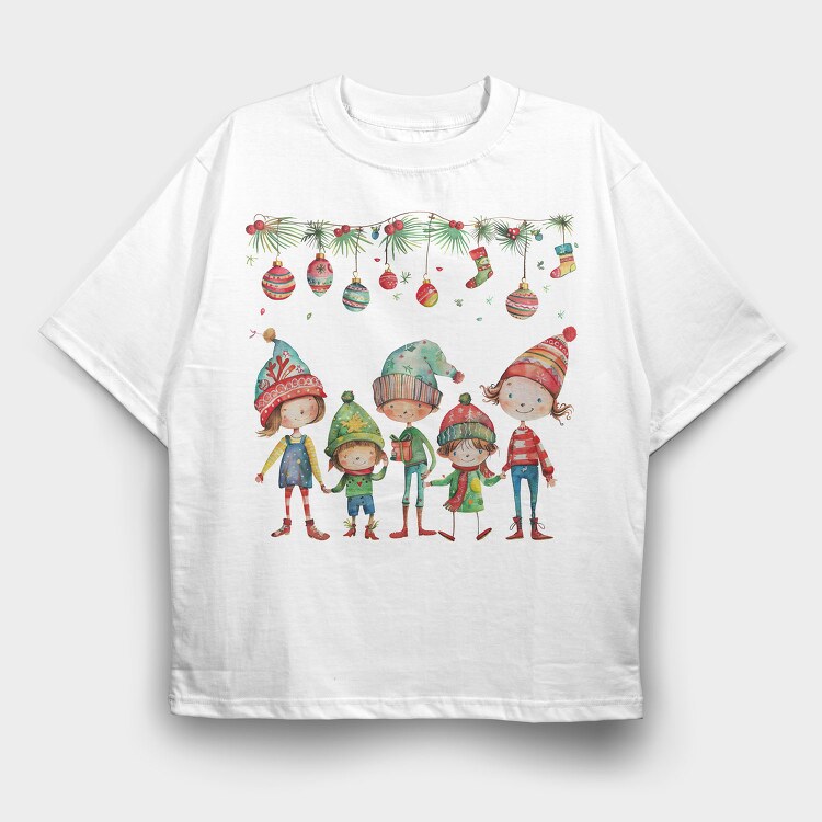 Children Christmas Hats, Tricou Oversize Barbati (Unisex)