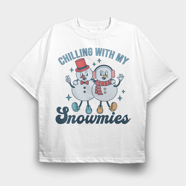 Chilling With Snowmies, Tricou Oversize Barbati (Unisex)