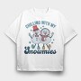 Chilling With Snowmies, Tricou Oversize Barbati (Unisex)