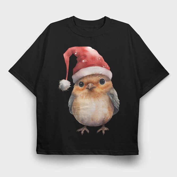 Chilly Bird Santa Hat, Tricou Oversize Barbati (Unisex)