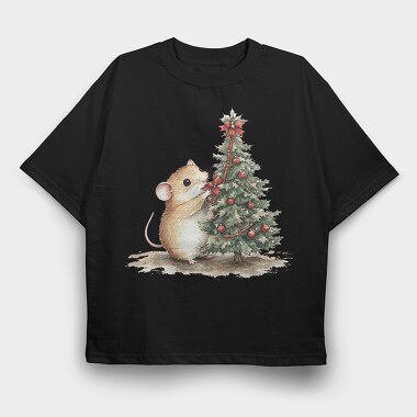 Chocolate Christmas Mice Tree, Tricou Oversize Barbati (Unisex)