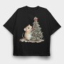 Chocolate Christmas Mice Tree, Tricou Oversize Barbati (Unisex)