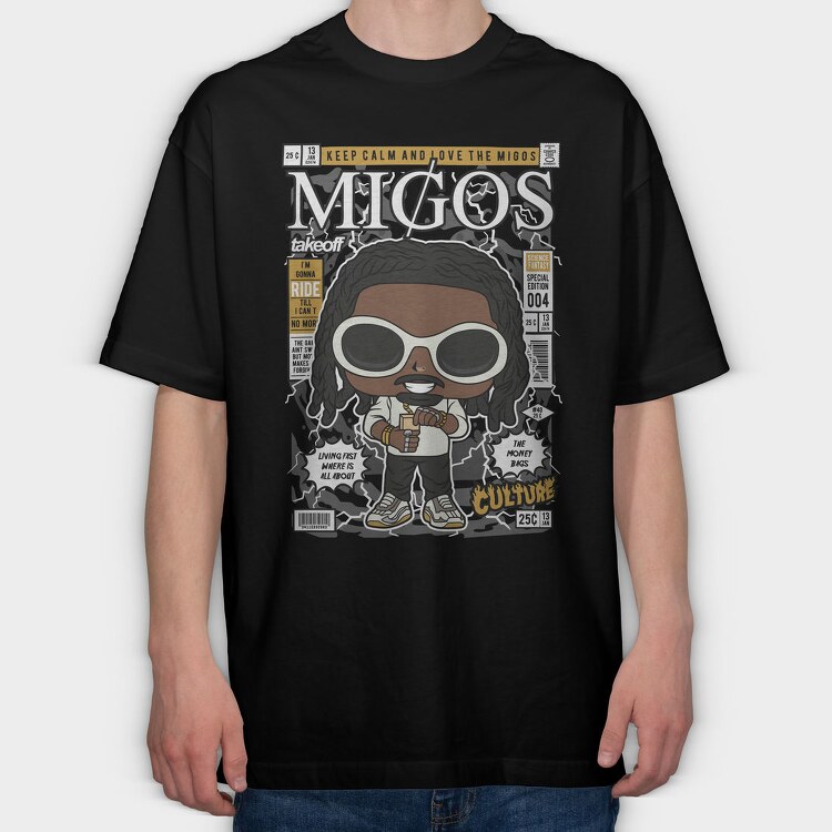Migos Comic Culture, Tricou Oversize Barbati (Unisex)