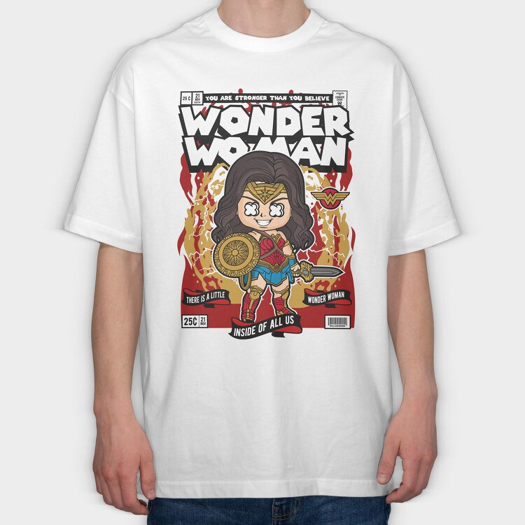 Wonder Woman Chibi, Tricou Oversize Barbati (Unisex)