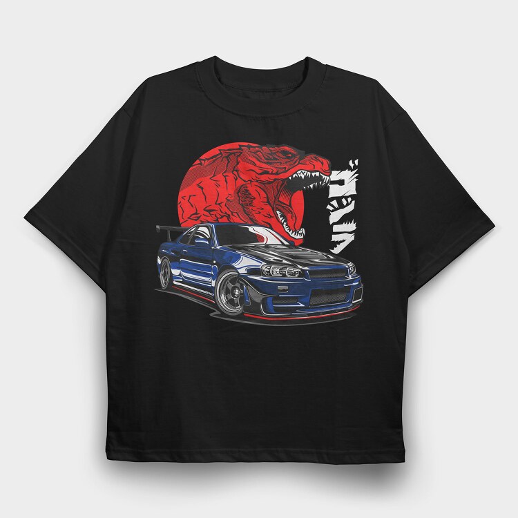 GTR R34, Tricou Oversize Barbati (Unisex)