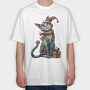 Cat Christmas Jester, Tricou Oversize Barbati (Unisex)