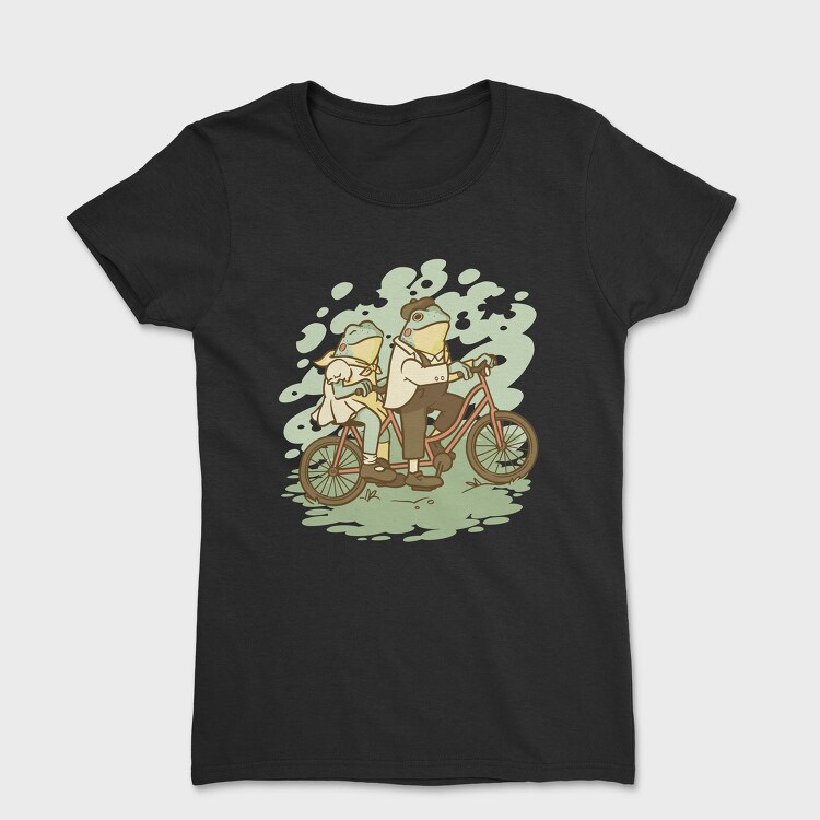 Bicycle Frogs Vintage Riding A Bike, Tricou Femei
