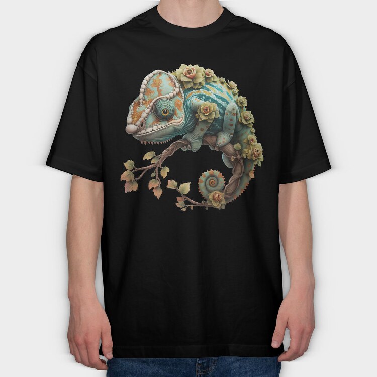 Chameleon Flower Crown, Tricou Oversize Barbati (Unisex)