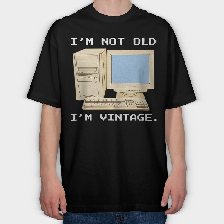 Vintage Computer, Tricou Oversize Barbati (Unisex)