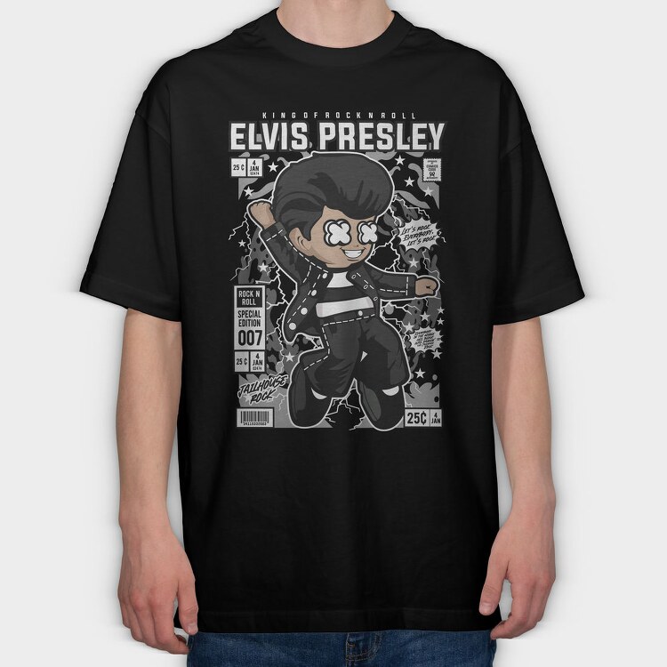 Rockstar Elvis Comic, Tricou Oversize Barbati (Unisex)