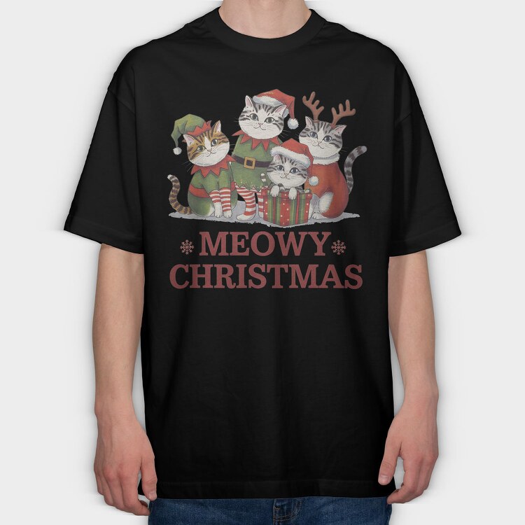 Cat Christmas Pals, Tricou Oversize Barbati (Unisex)