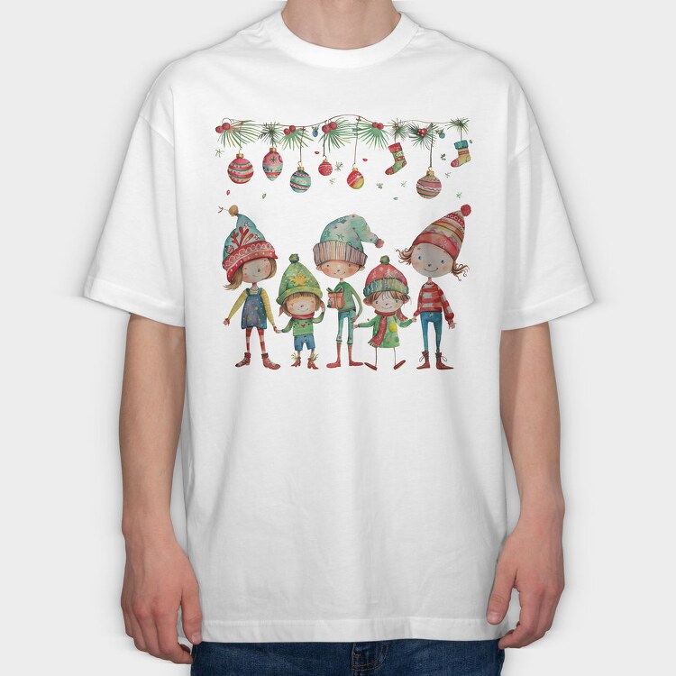 Children Christmas Hats, Tricou Oversize Barbati (Unisex)