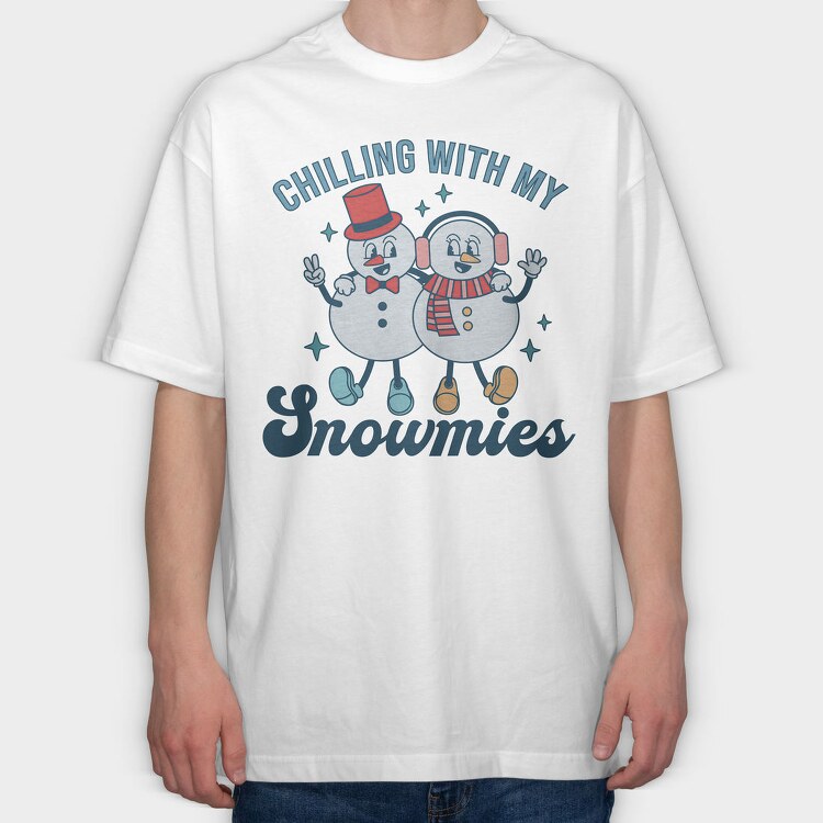 Chilling With Snowmies, Tricou Oversize Barbati (Unisex)