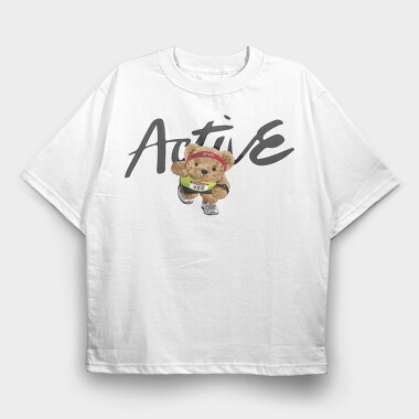 Active Runner Bear, Tricou Oversize Barbati (Unisex)