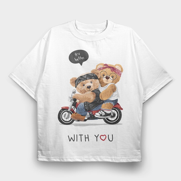 Biker Bears Better, Tricou Oversize Barbati (Unisex)