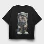 Cat Aviator Chic, Tricou Oversize Barbati (Unisex)