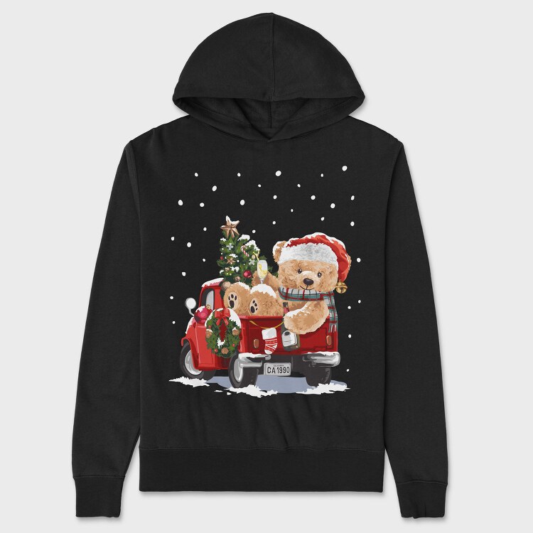 Christmas Bear Truck, Hanorac Oversize Barbati (Unisex)
