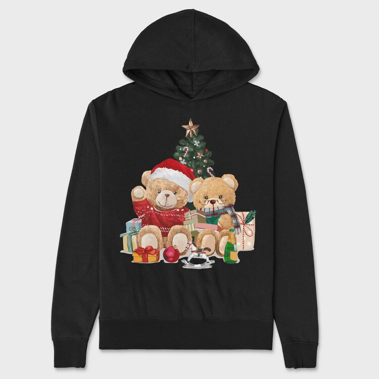Christmas Teddy Bear, Hanorac Oversize Barbati (Unisex)