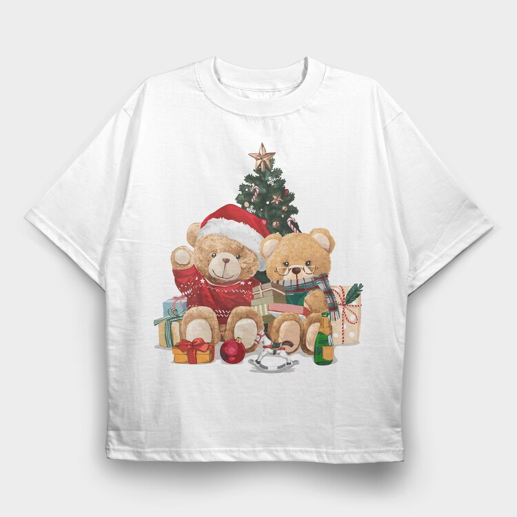 Christmas Teddy Bear, Tricou Oversize Barbati (Unisex)