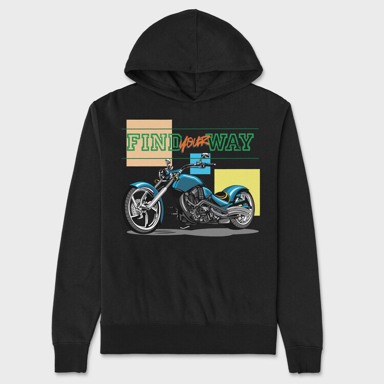 Find Your Way Motorcycle, Hanorac Oversize Barbati (Unisex)