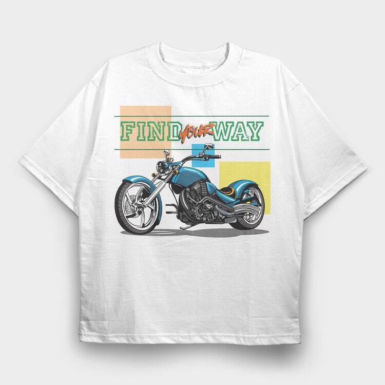 Find Your Way Motorcycle, Tricou Oversize Barbati (Unisex)
