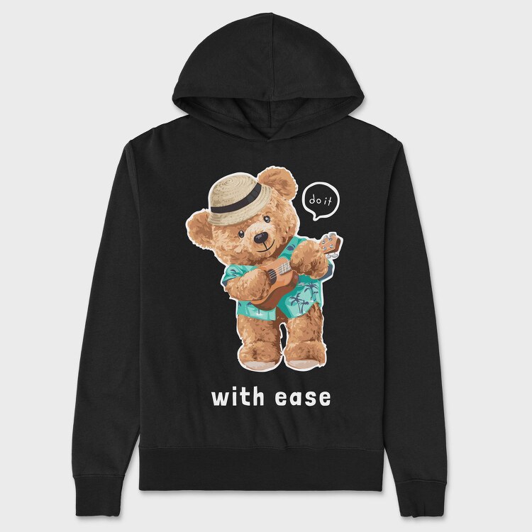 Hawaiian Bear Strumming, Hanorac Oversize Barbati (Unisex)