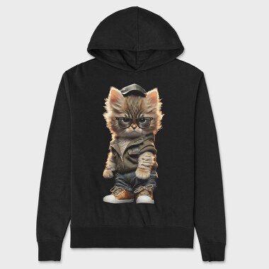 Hipster Kitty, Hanorac Oversize Barbati (Unisex)