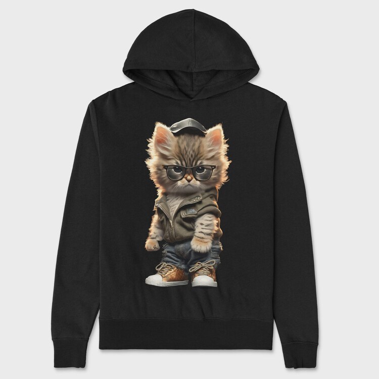 Hipster Kitty, Hanorac Oversize Barbati (Unisex)