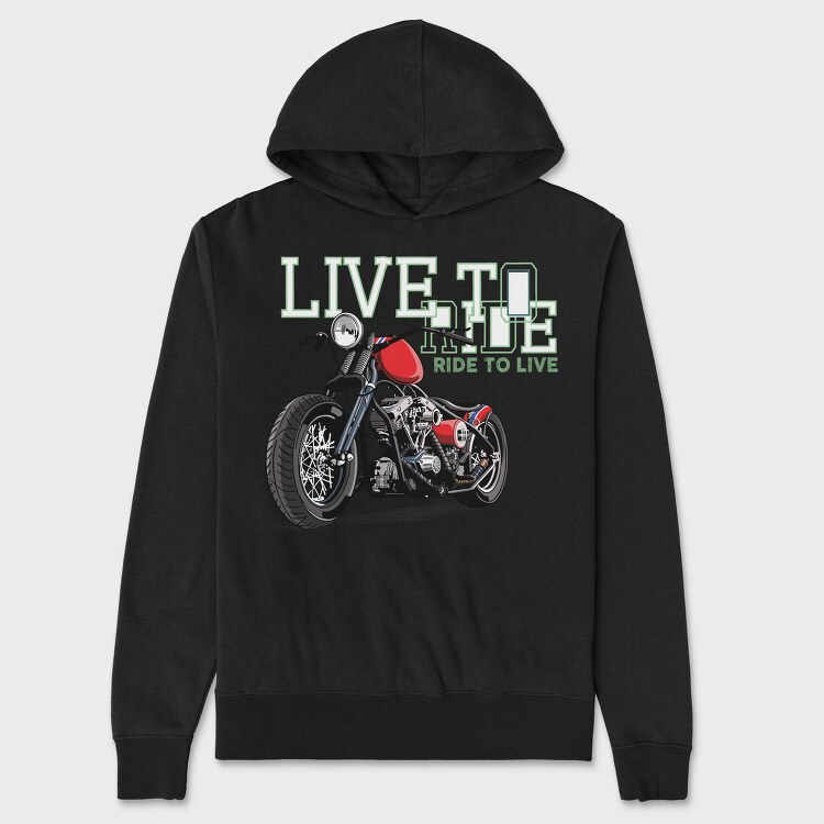 Live To Ride, Hanorac Oversize Barbati (Unisex)