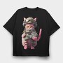 Military Cat Radio, Tricou Oversize Barbati (Unisex)