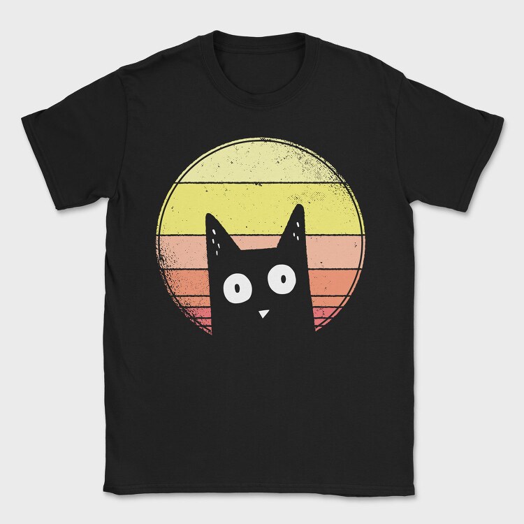 Vintage Sunset Cat, Tricou Barbati (Unisex)
