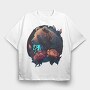 Neon Bear Blooms, Tricou Oversize Barbati (Unisex)