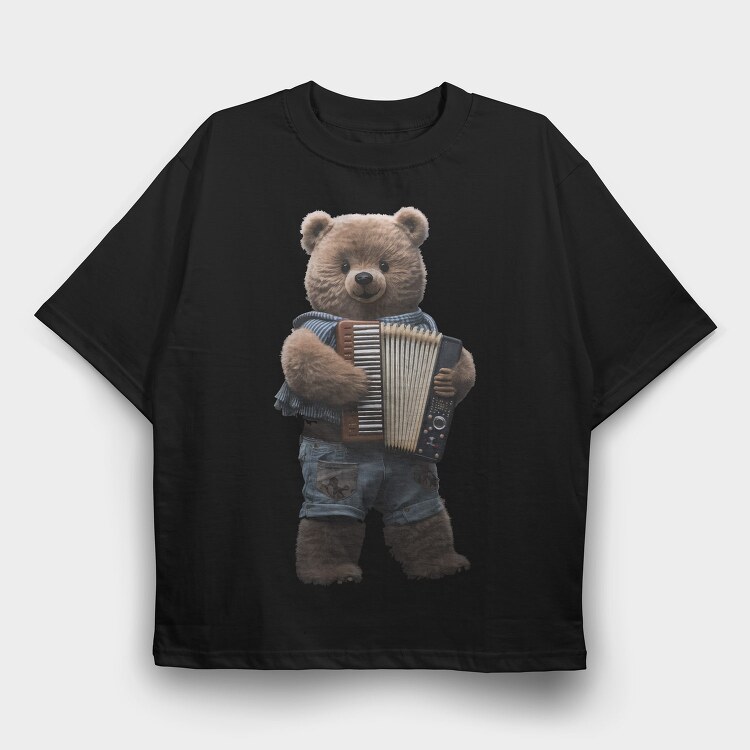 Bear Accordion Blues, Tricou Oversize Barbati (Unisex)