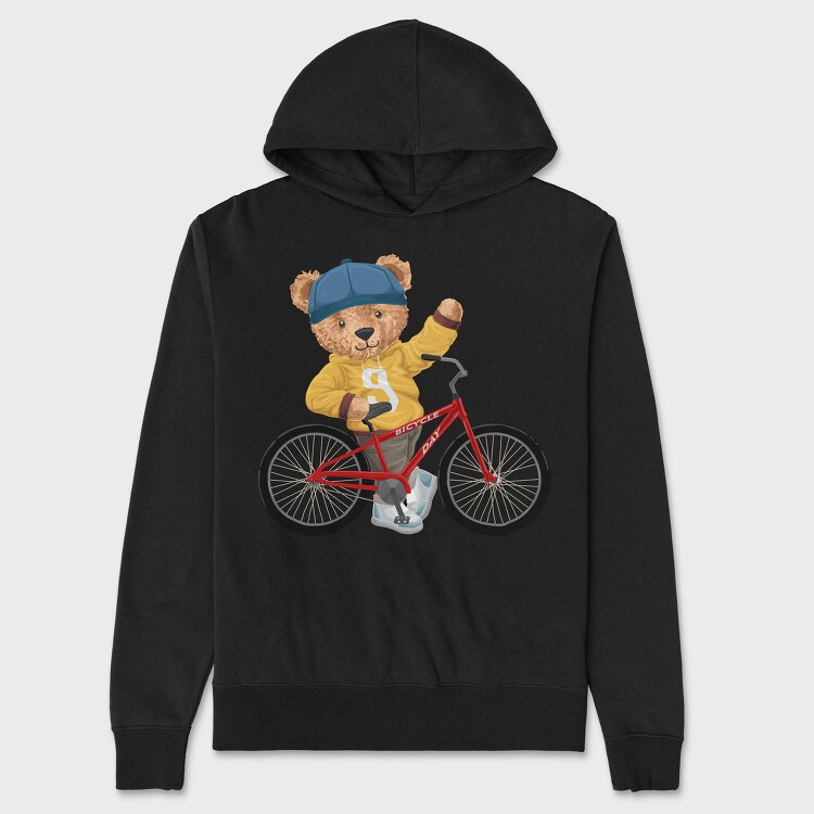 Bicycle Day Bear, Hanorac Oversize Barbati (Unisex)