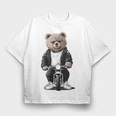 Biker Bear Ride, Tricou Oversize Barbati (Unisex)