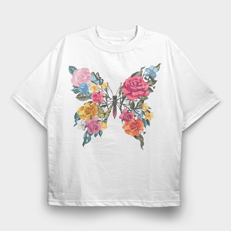 Butterfly Roses Bloom, Tricou Oversize Barbati (Unisex)