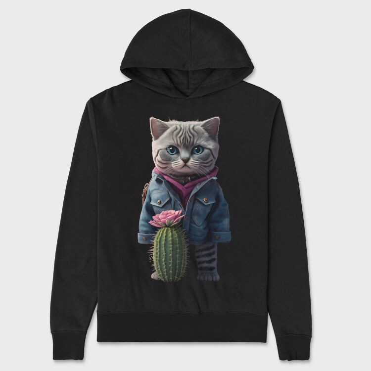 Cat Cactus Cool, Hanorac Oversize Barbati (Unisex)