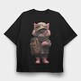 Cat Soldier, Tricou Oversize Barbati (Unisex)