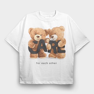 Teddy Bear Care, Tricou Oversize Barbati (Unisex)
