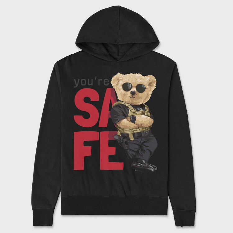 Teddy Bear Police Safe, Hanorac Oversize Barbati (Unisex)