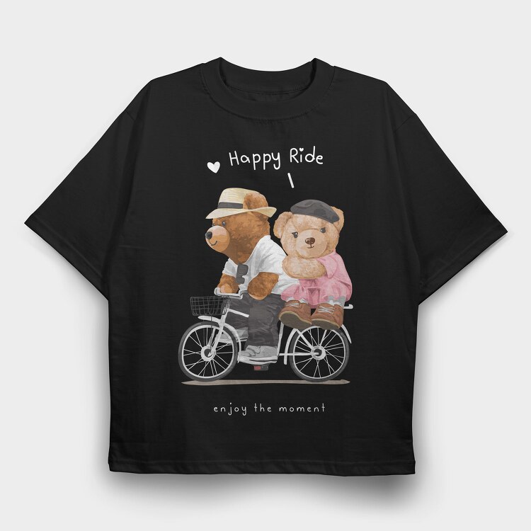 Teddy Bike Ride, Tricou Oversize Barbati (Unisex)