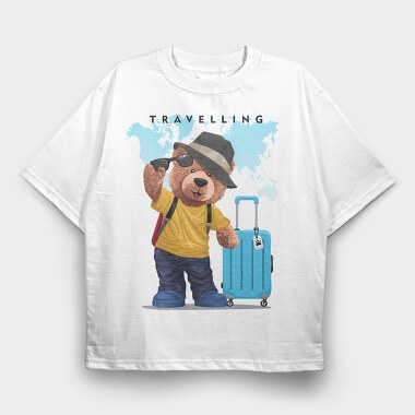 Traveling Bear, Tricou Oversize Barbati (Unisex)