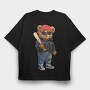 Urban Bear Biker, Tricou Oversize Barbati (Unisex)