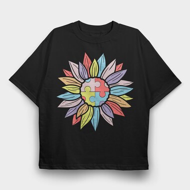 Puzzle Flower Unity, Tricou Oversize Barbati (Unisex)